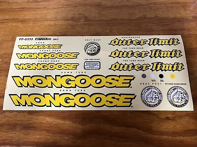 Old Mid School Mongoose Outer Limit Complete Sticker Decal Set Bmx Bike Nos • $19.99