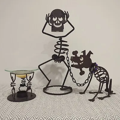 PartyLite Halloween Lot Of 3 Skeleton Mr Bones Dog & Warmer Candle Holders • $143.23