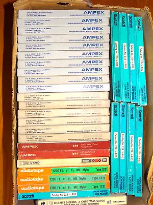 Lot Of 32 Used 7  Reel-to-reel Tapes 1/4  Mixed Brands Ampex Scotch Etc. • $0.99