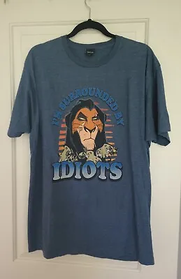 Lion King Disney Surrounded By Idiots Blue T Shirt XL • $16