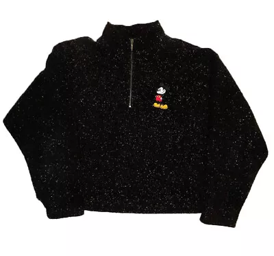 VTG Disney 1/4 Zip Pullover Sweater Embroidered Mickey Mouse Sweater • $30