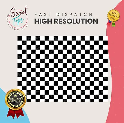 Chequered Flag Rectangle Edible Cake Topper Decoration A4 Sheet Up To A3 Size • £6.99