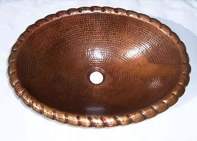 Mexican Copper Bathroom Sink Hand Hammered Oval Drop In  72 • $135.99