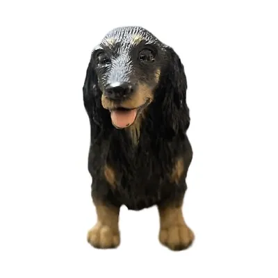 Black Dog Ceramic Vintage Longhair Dachshun Figurine Hand Made Dog H:2 In L:4 In • $19.50