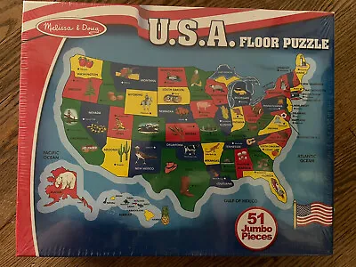 Sealed Melissa And Doug USA Map Floor Puzzle 51 Pcs 2 X 3 Feet United States Map • $4.99