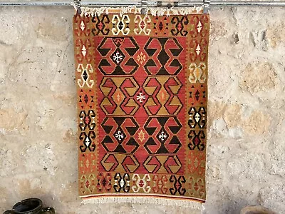 Turkish Traditional Kilim Area Vintage Tribal RugHome Decor Oushak Rug • $265