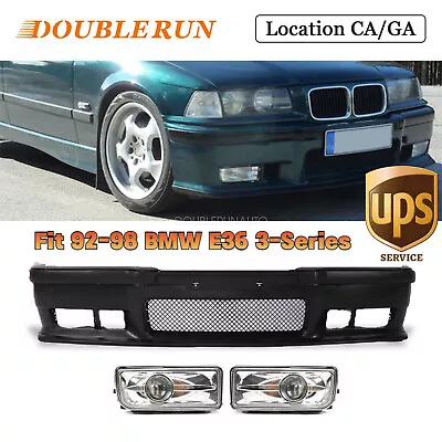 Fit 92-98 BMW E36 3Series M3 Style Replacement Front Bumper Body Kit+fog Light • $148.80