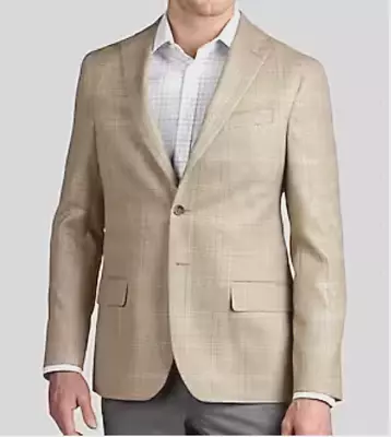 HART SCHAFFNER MARX For NORDSTROM Beige Plaid Sport Coat Suit Blazer 46R Wool • $29.99