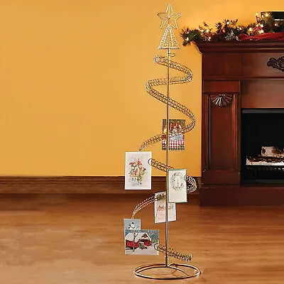 Spiral Wire Christmas Tree Card Photo Holder Display Stand Holds 100 Cards 46 H • $39.98