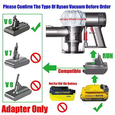 1x Adapter For Stanley New Style V20 (Not FATMAX 18v) Battery To Dyson V6 Vacuum • $32.99