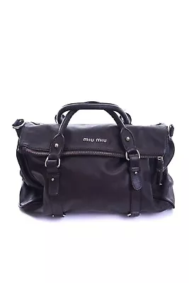 Auth MIU MIU Dark Brown Lux Leather Hand Tote Bag Purse • $180