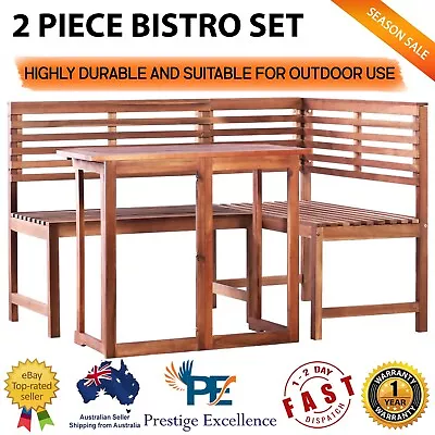 $364.80 • Buy Wooden Table And Bench Set Bistro Setting 2 Piece Outdoor Corner Furniture Patio