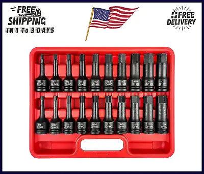 1/2 Drive Master Impact Hex Bit Set 20 Piece Hex Driver Socket Set Allen Bit • $57.10