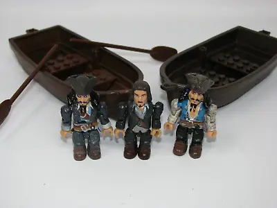 Mega Bloks Pirates Of The Caribbean Figures Lot Jack Sparrow Will Turner Rowboat • $18.32