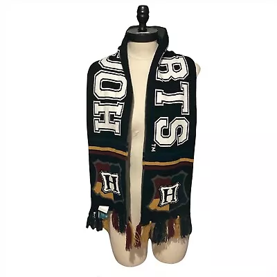 Harry Potter Hogwarts Knit Scarf Gray Double-Sided Tassels School Wizard Unisex • $11