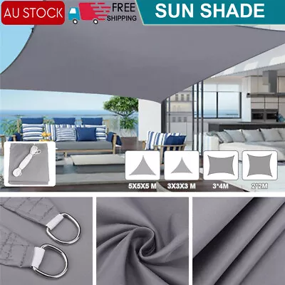 Heavy Duty Shade Sail 420D Cloth Waterproof Canopy Triangle Square Rectangle • $19.11