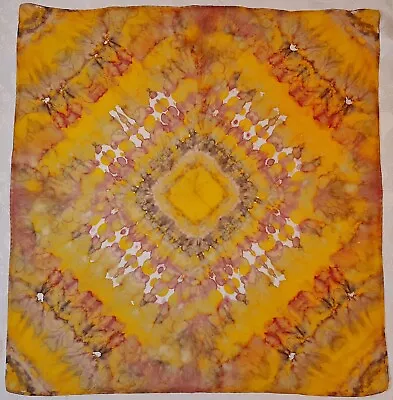 Scarf Vintage Authentic Hand Painted Psychedelic Watercolor Silk 33  Square • $15.50