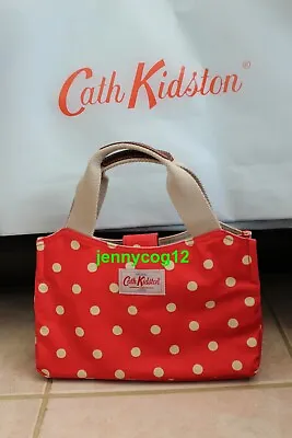 Cath Kidston RED BUTTON DOT Spot TOTE GRAB DAY BAG Oilcloth Everyday Handbag  • £50