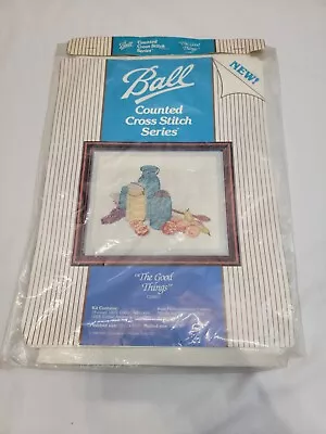New 1988 Ball Corporation Counted Cross Stitch Series The Good Things Mason Jar  • $19.99