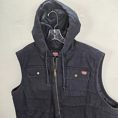 Wrangler Vest Mens 3xl 54-56 Black Workwear Utility Cargo Hooded Canvas Quilted • $34.99