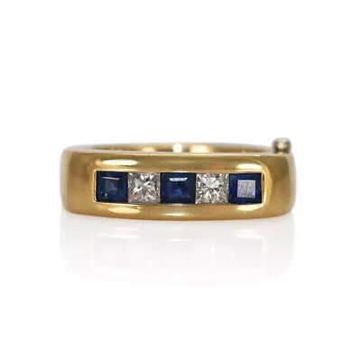 14K Yellow Gold Men's Diamond & Sapphire Ring 10g • $795