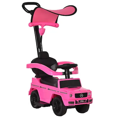 HOMCOM Kids Ride-on Push Car 3 In 1 Benz G350 Baby Floor Slider Walker Pink • £63.99
