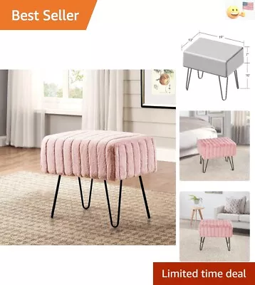 Super Mink Faux Fur Pink Ottoman Bench 19  X 13  X 17  Rose Smoke Living R... • $62.99