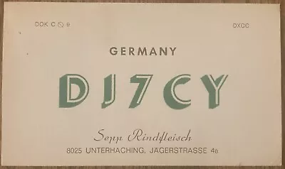 QSL Card - Unterhaching Germany  Sepp Rindfleisch  DJ7CY 1965  Stamped Postcard • $5