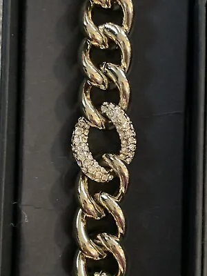 Victoria Secret Goldtone Link Toggle Bracelet Angel Wings Charm Crystal Accent • $19.99