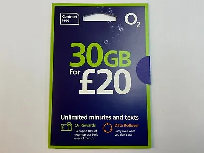 £0.99 • Buy New Latest O2 Sim Card 30GB For £20 Big Bundle Pay As You Go Samsung Iphone Tabl