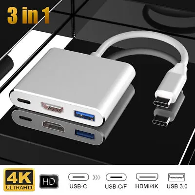 3 In1 Type C To USB-C 4K HDMI USB 3.0 Hub Adapter Cable For MacBook Samsung UK • £1.65