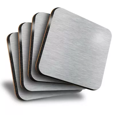 £7.99 • Buy Set Of 4 Square Coasters - Light Grey Metal Effect  #3731