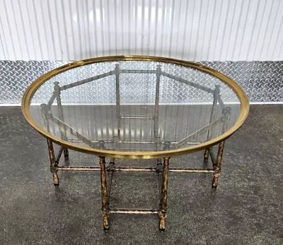 Baker Furniture Faux Tortoise Shell Painted Wood Bamboo Coffee Table • $1200