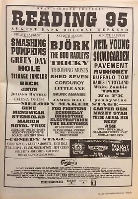 £7.99 • Buy Reading 1995 - Vintage Trade Advert - Bjork - Smashing Pumpkins - Neil Young