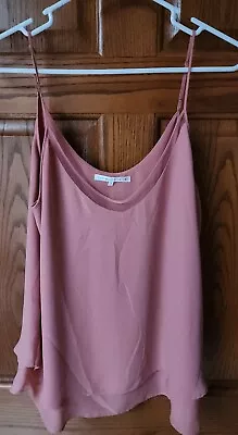 Violet & Claire Womens Pink Tank Top Spaghetti Straps Lined Blouse Sz L • $14.99