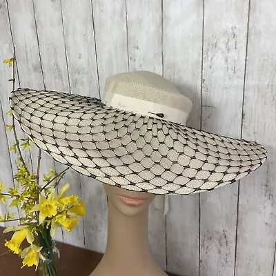 Women's Large Wide Brim 17” Hat Derby Party Wedding   VINTAGE • $9.99