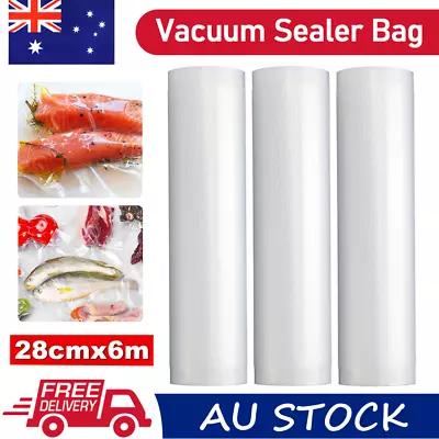 10 Rolls 6MX28cm Vacuum Food Sealer Saver Bag Seal Storage Commercial Heat Grade • $41.39