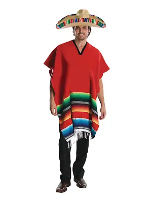 Mexican Poncho Adults Mexico Theme Party Night Fancy Dress Mens Ladies • £12.99