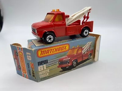 Matchbox Wreck Truck #61 Red White Booms 1979 Boxed • £15.95