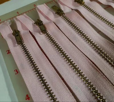 15 Vintage Pink 22  Zippers With Gold Color Metal Teeth • $11.99