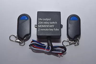 MSD-INC 24V Out 30A MOMENTARY RELAY Switch With 2 Wireless Remote Keyfob RX40M2 • $25