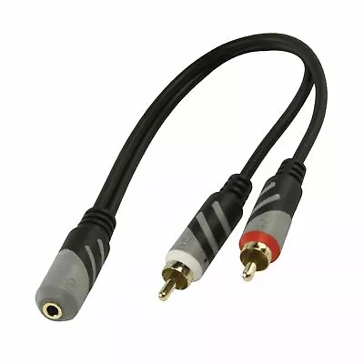 HQ 3.5mm Y Adapter Audio Cable Stereo Female Mini Jack To 2 RCA Male Adapter AUX • £5.12