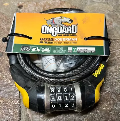 ONGUARD Doberman Resettable Combo Coil CABLE Bike LOCK 6' X 10mm Read • $14.39