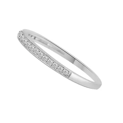 1/10Ct Micro Pave Diamond Wedding Band Ring 14K White Gold Plated 925 SZ 6 7 8 • $82.79