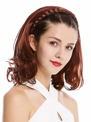 Half Wig Hair Piece Noble Braided Headband Shoulder Length 45cm Curls Red • £18.13