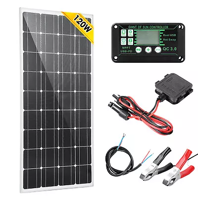 120W Solar Panel Kit 12V Battery Charger 30A Controller RV Trailer Camper Van • £64.99