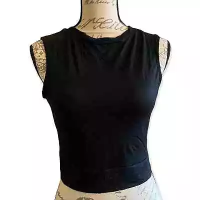 Black Midriff Baring Vest Tank Top Shirt Size Large NEW • $8.50