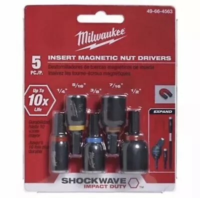 Milwaukee 49-66-4563 5 Piece Shockwave Magnetic Insert Hex Nut Driver Set • $15.89