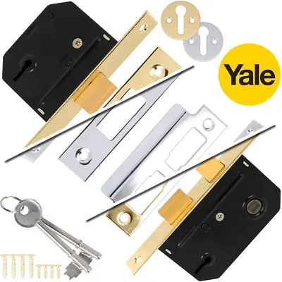 YALE SASH/DEAD LOCKS 64mm/2.5  Wooden Door Security Latch Catch 3 Lever Mortice • £11.88