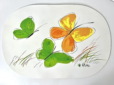 VERA Neumann Butterfly Vinyl Placemat Only 1 Vintage Green Orange Yellow 12x18 • $9.99